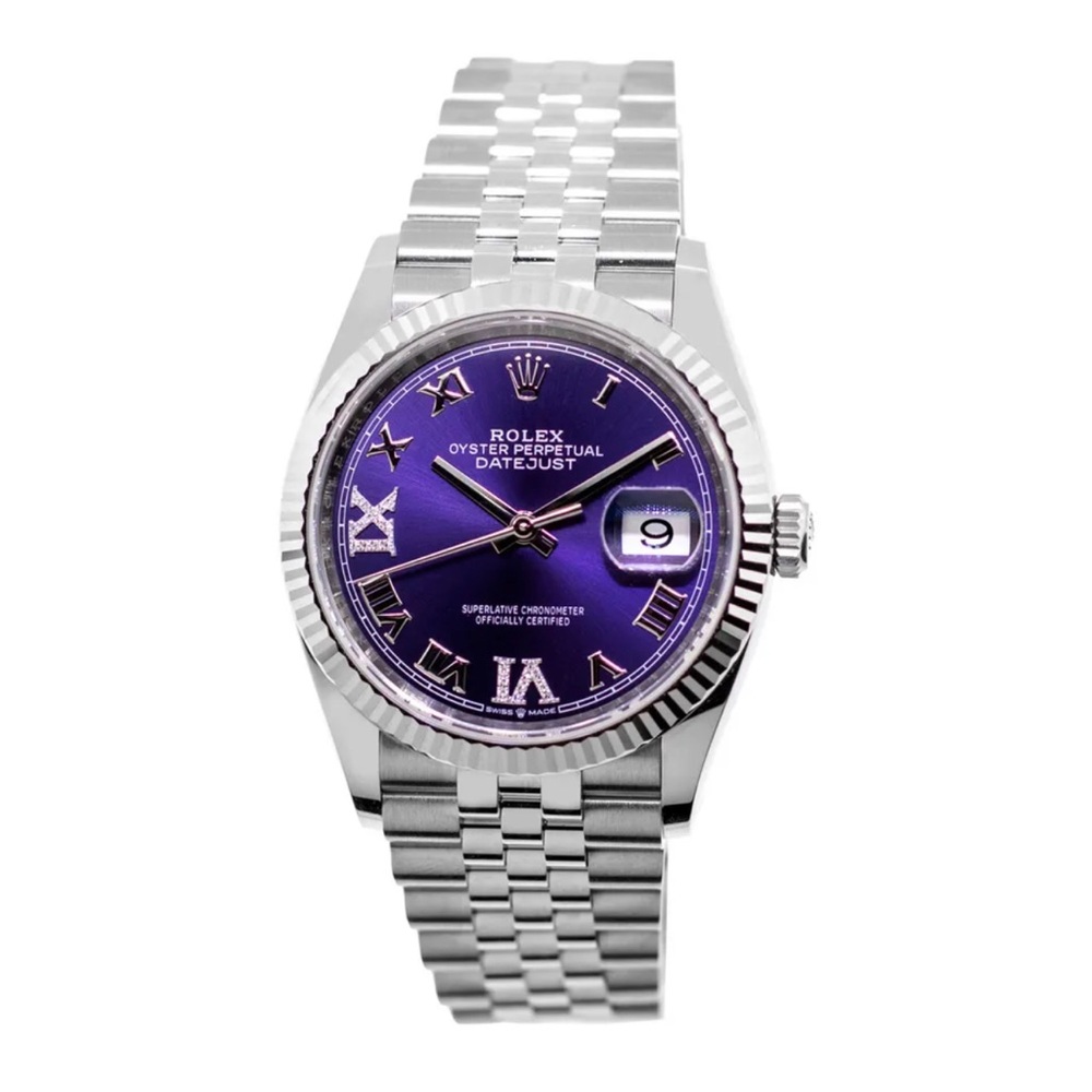 Rolex Datejust 36MM White Gold Bezel, purplish gray dial gently loved.